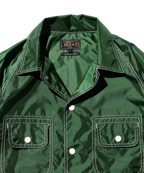 BEAMS PLUS(ビームスプラス)の「BEAMS PLUS / ブライト ナイロン スポーツ シャツ ジャケット(ブルゾン・メンズ・シルバー/グリーン・L/M/S/XL)」の12枚目の写真