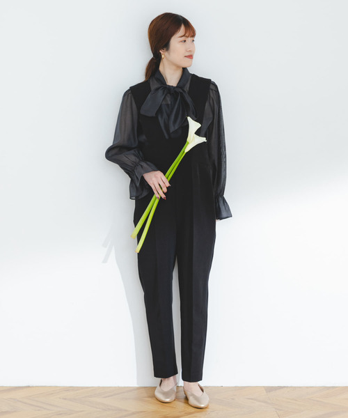 F by ROSSO（エフバイロッソ）の「F by ROSSO　ハイウエストサロペットパンツ（サロペット/オーバーオール・レディース・ブラック/ベージュ系その他・38/36）」の2枚目の写真