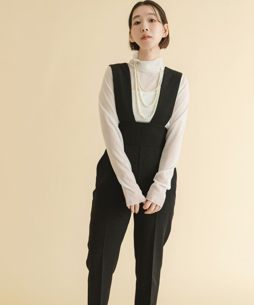 F by ROSSO（エフバイロッソ）の「F by ROSSO　ハイウエストサロペットパンツ（サロペット/オーバーオール・レディース・ブラック/ベージュ系その他・38/36）」の3枚目の写真