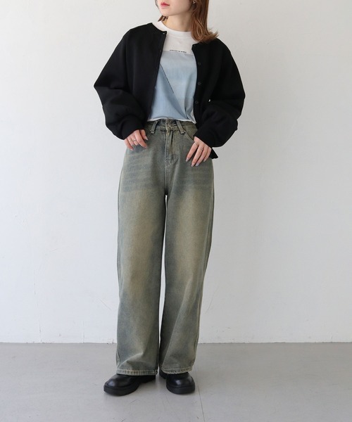 HER CLOSET（ハークローゼット）の「【HER CLOSET】WEB限定ニュアンスパネルプリントロゴロンT WEB LIMITED NUANCE PANEL PRINT LOGO LONG TEE（Tシャツ/カットソー・レディース・ブラウン/グレイッシュベージュ/サックスブルー/チャコールグレー・M/S/L）」の13枚目の写真
