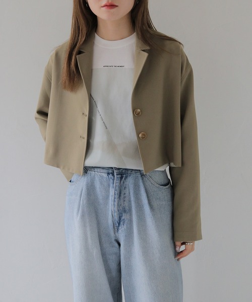 HER CLOSET（ハークローゼット）の「【HER CLOSET】WEB限定ニュアンスパネルプリントロゴロンT WEB LIMITED NUANCE PANEL PRINT LOGO LONG TEE（Tシャツ/カットソー・レディース・ブラウン/グレイッシュベージュ/サックスブルー/チャコールグレー・M/S/L）」の7枚目の写真