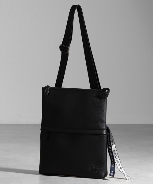 【セール】【Beverly Hills Polo Club/ビバリーヒルズポロクラブ】ポニーロゴ刺繍 シンセティックレザー ショルダーバッグ（ショルダーバッグ）｜BEVERLY HILLS POLO CLUB（ビバリーヒルズポロクラブ）