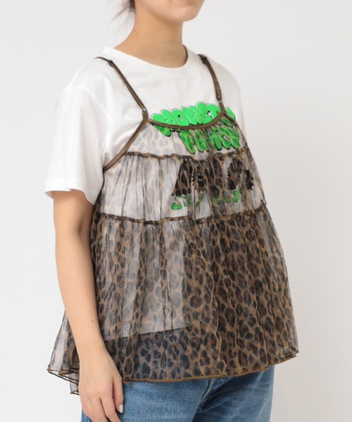 RNA（アールエヌエー）の「B2806 チュールメッシュキャミ（キャミソール・レディース・ライム/ホワイト/レオパード/ブラック/グレー/チェック/パープル/グリーン系その他/オレンジ/ドット・MEDIUM/LARGE）」の12枚目の写真