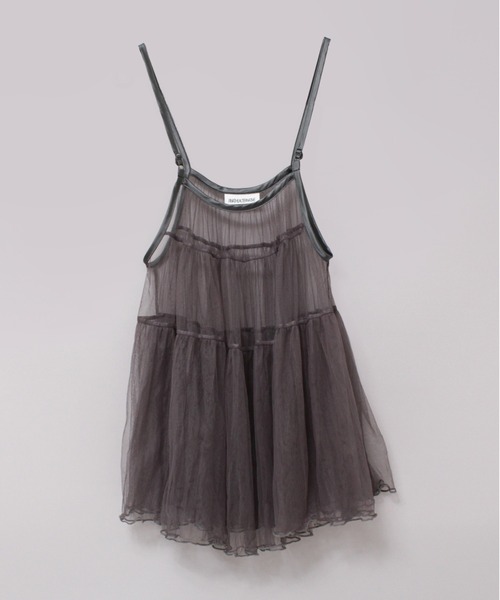 RNA（アールエヌエー）の「B2806 チュールメッシュキャミ（キャミソール・レディース・ライム/ホワイト/レオパード/ブラック/グレー/チェック/パープル/グリーン系その他/オレンジ/ドット・MEDIUM/LARGE）」の17枚目の写真