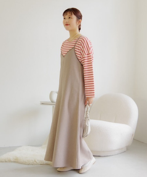 flower(フラワー)の「パイピングフレアワンピース(ワンピース・レディース・ベージュ/グレー・FREE)」の22枚目の写真