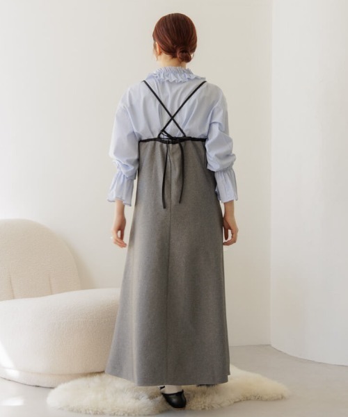 flower(フラワー)の「パイピングフレアワンピース(ワンピース・レディース・ベージュ/グレー・FREE)」の18枚目の写真