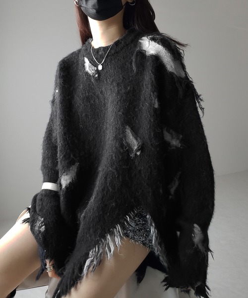 me+em select(ミームセレクト)の「※※モヘアライクダメージデザインボリュームニットプルオーバー(ニット/セーター・レディース・ブラック・FREE)」の18枚目の写真
