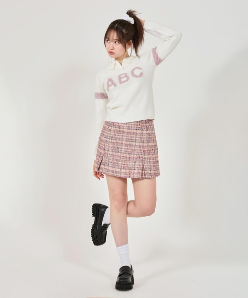 TINA:JOJUN(ティーナジョジュン)の「ファンシー ツイードミニスカート TINA:JOJUN(スカート・レディース・ネイビー/ピンク・S/M)」の7枚目の写真