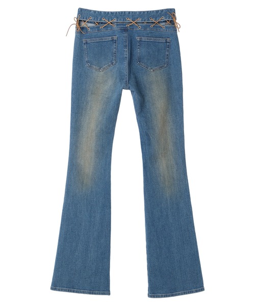 DURAS（デュラス）の「Lace-up flare pants（デニムパンツ・レディース・インディゴブルー/ライトインディゴブルー・S/M）」の4枚目の写真