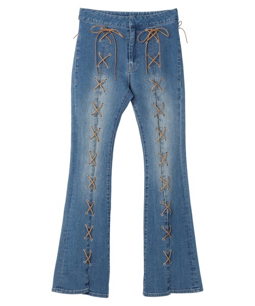 DURAS（デュラス）の「Lace-up flare pants（デニムパンツ・レディース・インディゴブルー/ライトインディゴブルー・S/M）」の11枚目の写真