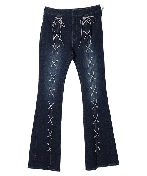 DURAS（デュラス）の「Lace-up flare pants（デニムパンツ・レディース・インディゴブルー/ライトインディゴブルー・S/M）」の13枚目の写真