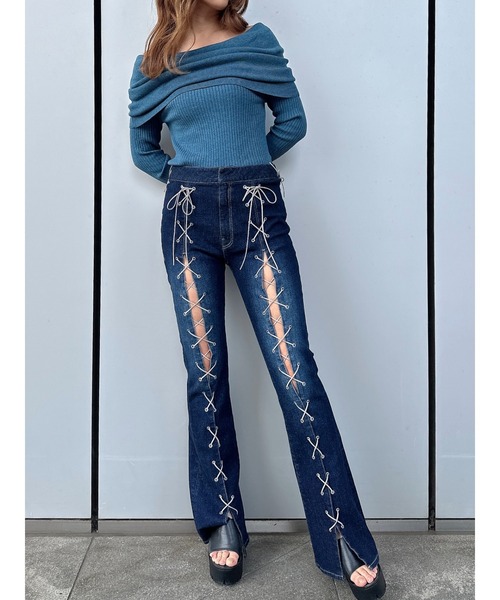 DURAS（デュラス）の「Lace-up flare pants（デニムパンツ・レディース・インディゴブルー/ライトインディゴブルー・S/M）」の19枚目の写真