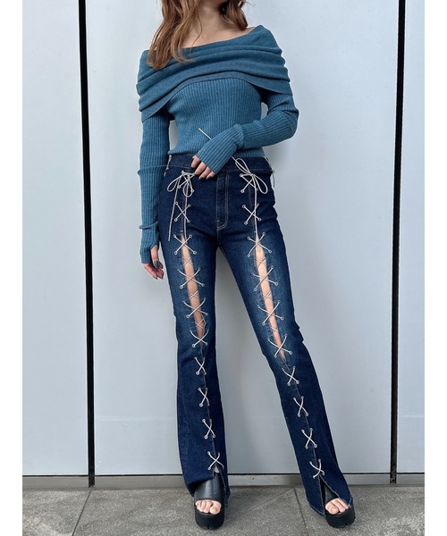 DURAS（デュラス）の「Lace-up flare pants（デニムパンツ・レディース・インディゴブルー/ライトインディゴブルー・S/M）」の20枚目の写真
