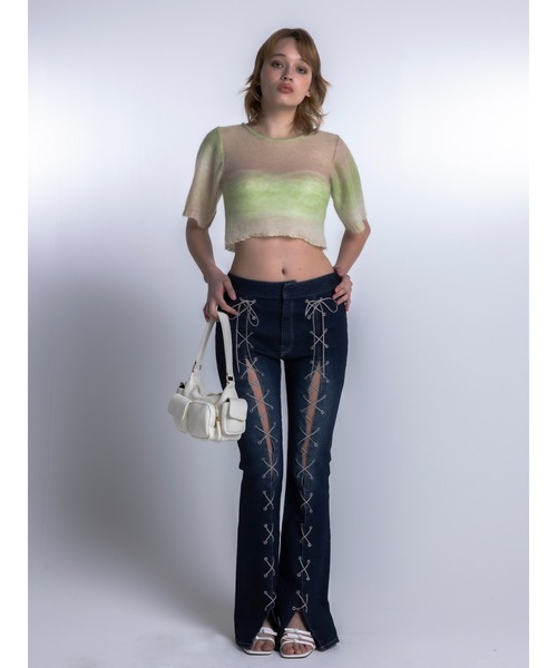 DURAS（デュラス）の「Lace-up flare pants（デニムパンツ・レディース・インディゴブルー/ライトインディゴブルー・S/M）」の14枚目の写真