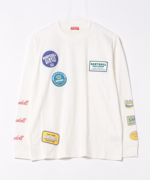BABYDOLL(ベビードール)の「親子お揃い 袖メッセージ ロングTシャツ 9224A(Tシャツ/カットソー・レディース・チェリーピンク/オフホワイト・S/M/L/XL)」の5枚目の写真