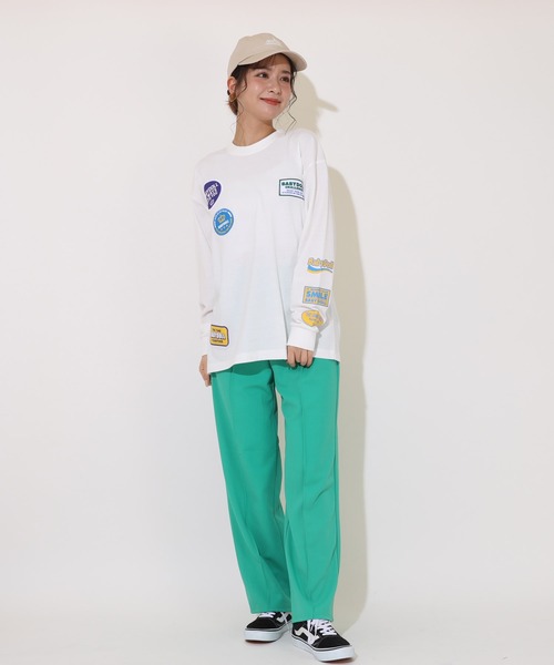 BABYDOLL(ベビードール)の「親子お揃い 袖メッセージ ロングTシャツ 9224A(Tシャツ/カットソー・レディース・チェリーピンク/オフホワイト・S/M/L/XL)」の6枚目の写真