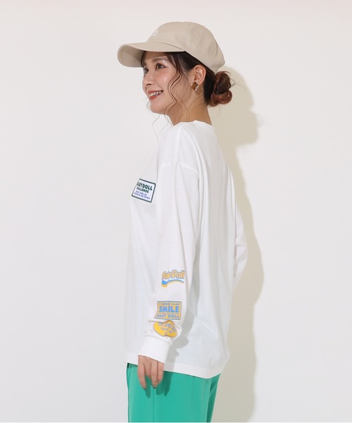 BABYDOLL(ベビードール)の「親子お揃い 袖メッセージ ロングTシャツ 9224A(Tシャツ/カットソー・レディース・チェリーピンク/オフホワイト・S/M/L/XL)」の7枚目の写真