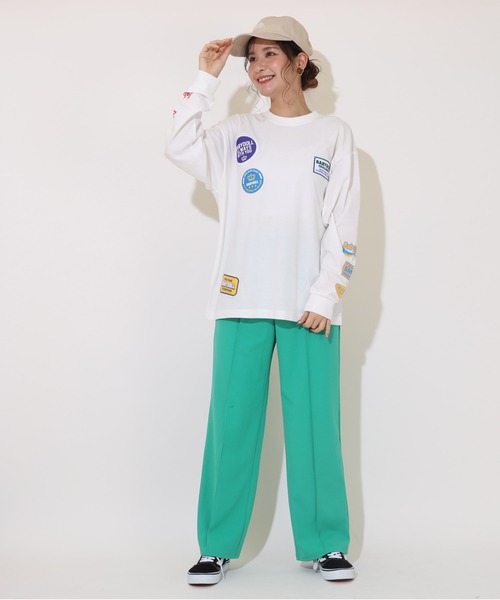 BABYDOLL(ベビードール)の「親子お揃い 袖メッセージ ロングTシャツ 9224A(Tシャツ/カットソー・レディース・チェリーピンク/オフホワイト・S/M/L/XL)」の12枚目の写真