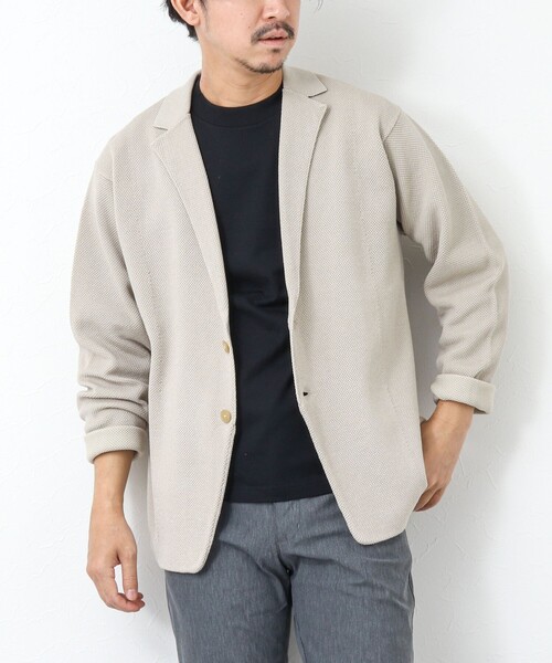 NOLLEY'S goodman(ノーリーズグッドマン)の「カノコニットジャケット(カーディガン/ボレロ・メンズ・ダークネイビー/オレンジ/グレイッシュベージュ・M/L)」の2枚目の写真