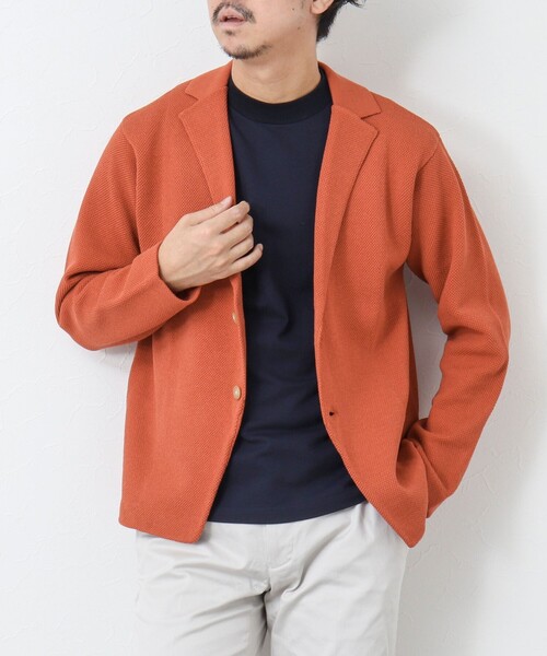 NOLLEY'S goodman(ノーリーズグッドマン)の「カノコニットジャケット(カーディガン/ボレロ・メンズ・ダークネイビー/オレンジ/グレイッシュベージュ・M/L)」の1枚目の写真
