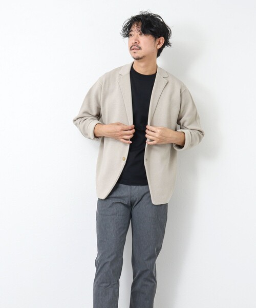 NOLLEY'S goodman(ノーリーズグッドマン)の「カノコニットジャケット(カーディガン/ボレロ・メンズ・ダークネイビー/オレンジ/グレイッシュベージュ・M/L)」の4枚目の写真