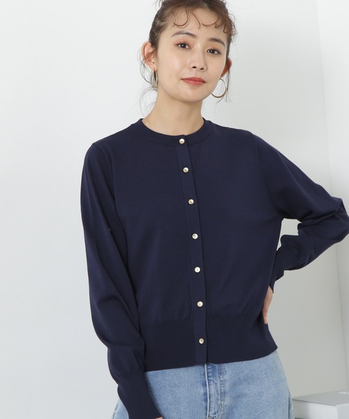 N.（N. Natural Beauty Basic）（エヌエヌナチュラルビューティーベーシック）の「◆ゴールドボタンカーディガン（カーディガン/ボレロ・レディース・グリーン/ネイビー/オフホワイト・MEDIUM）」の3枚目の写真