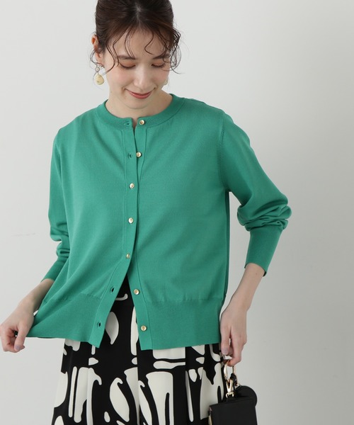 N.（N. Natural Beauty Basic）（エヌエヌナチュラルビューティーベーシック）の「◆ゴールドボタンカーディガン（カーディガン/ボレロ・レディース・グリーン/ネイビー/オフホワイト・MEDIUM）」の4枚目の写真