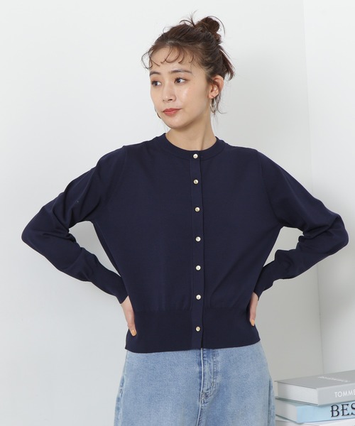 N.（N. Natural Beauty Basic）（エヌエヌナチュラルビューティーベーシック）の「◆ゴールドボタンカーディガン（カーディガン/ボレロ・レディース・グリーン/ネイビー/オフホワイト・MEDIUM）」の5枚目の写真