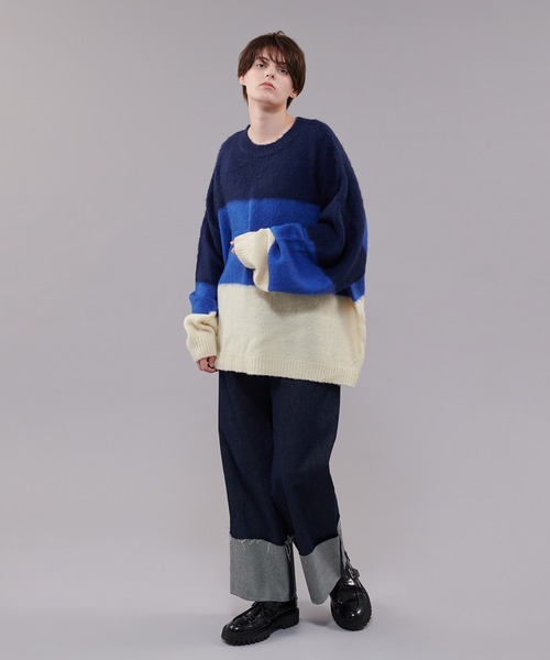 ONCILY（オンシェリー）の「長袖ニット（ニット/セーター・メンズ・ネイビー・MEDIUM）」の2枚目の写真