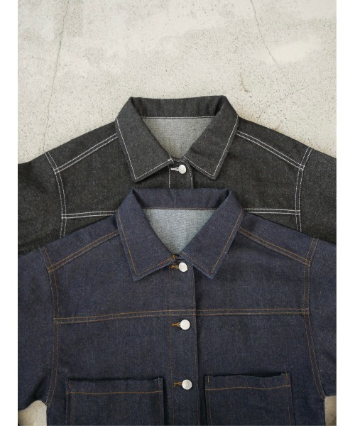 TRUNC（トランクエイティーエイト）の「Cropped Denim Jacket（デニムジャケット・レディース・ネイビー/ブラック・FREE）」の12枚目の写真