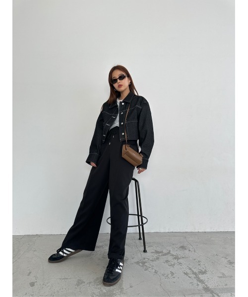 TRUNC（トランクエイティーエイト）の「Cropped Denim Jacket（デニムジャケット・レディース・ネイビー/ブラック・FREE）」の8枚目の写真