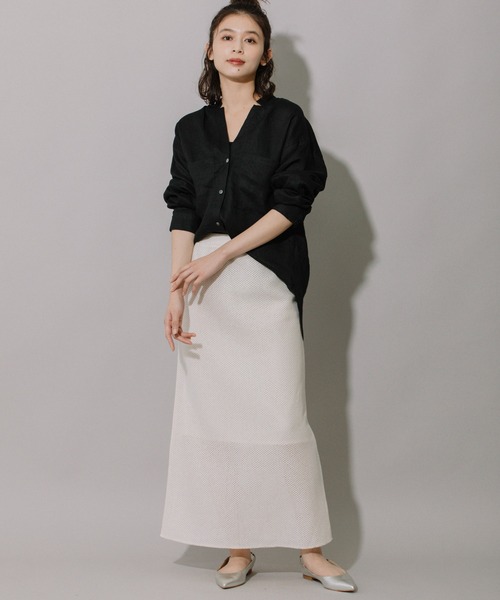 Munich（ミューニック）の「60sフレンチリネンキャンバスVネックシャツ（シャツ/ブラウス・レディース・グリーン/ホワイト/ブラック/アイボリー・FREE）」の22枚目の写真