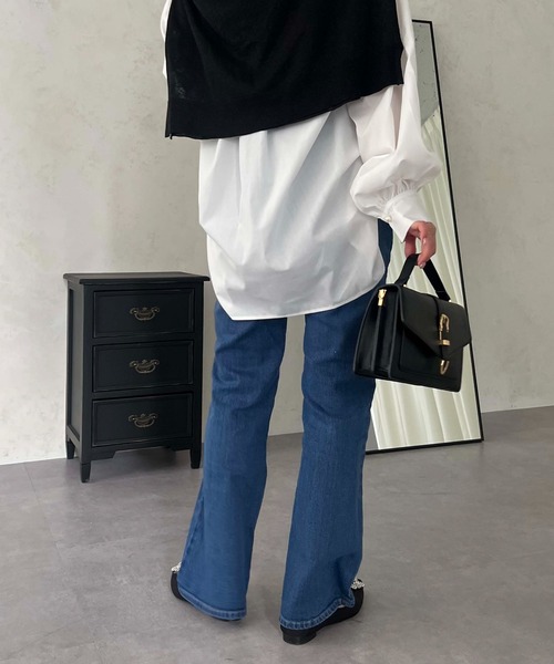 prose verse（プロズヴェール）の「ハイウエストストレッチフレアデニムパンツ（デニムパンツ・レディース・サックスブルー/ブルー・MT/MP/LARGE/MEDIUM/SMALL/SP/LP）」の16枚目の写真