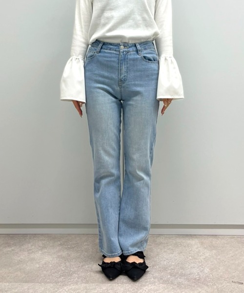 prose verse（プロズヴェール）の「ハイウエストストレッチフレアデニムパンツ（デニムパンツ・レディース・サックスブルー/ブルー・MT/MP/LARGE/MEDIUM/SMALL/SP/LP）」の10枚目の写真