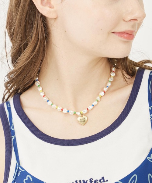 MILKFED.(ミルクフェド)の「HEART CHARM BEADED NECKLACE(ネックレス・レディース・マルチ・ONE SIZE)」の3枚目の写真