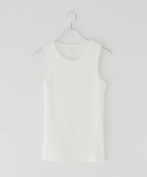 La TOTALITE(ラトータリテ)の「【Munich/ミューニック】stretched polyester rib(タンクトップ・レディース・ホワイト/ベージュ/ブラック・FREE)」の2枚目の写真