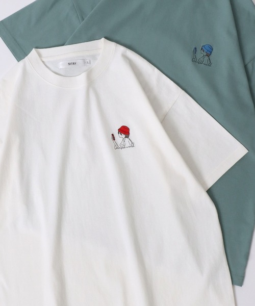 SITRY(シトリー)の「SITRY Girl Embroidery T-shirt/別注 オーバーサイズ ガール ワンポイント刺繍 半袖Tシャツ レディース メンズ(Tシャツ/カットソー・レディース・ブルー/グリーン/ホワイト/ブラック/ホワイト系その他/ブラック系その他/グリーン系その他/ブルー系その他・M/L/XL)」の3枚目の写真