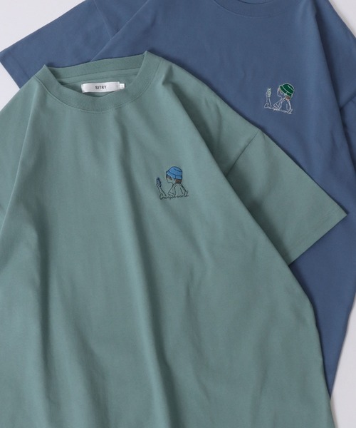 SITRY(シトリー)の「SITRY Girl Embroidery T-shirt/別注 オーバーサイズ ガール ワンポイント刺繍 半袖Tシャツ レディース メンズ(Tシャツ/カットソー・レディース・ブルー/グリーン/ホワイト/ブラック/ホワイト系その他/ブラック系その他/グリーン系その他/ブルー系その他・M/L/XL)」の6枚目の写真