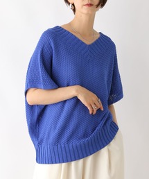 LEPSIM | 5ゲージカノコVネック5分袖プルオーバー　987574(ニット/セーター)
