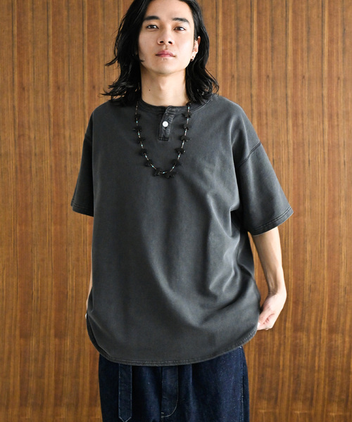 JOURNAL STANDARD（ジャーナルスタンダード）の「OE ピグメント 1Bヘンリーネック ショートスリーブ（Tシャツ/カットソー・メンズ・ブラック系その他/ホワイト/ブラウン/ライトグリーン・MEDIUM/LARGE）」の9枚目の写真