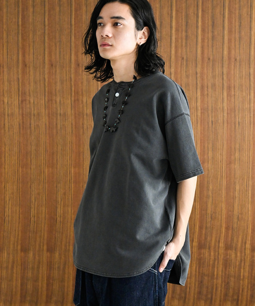 JOURNAL STANDARD（ジャーナルスタンダード）の「OE ピグメント 1Bヘンリーネック ショートスリーブ（Tシャツ/カットソー・メンズ・ブラック系その他/ホワイト/ブラウン/ライトグリーン・MEDIUM/LARGE）」の10枚目の写真