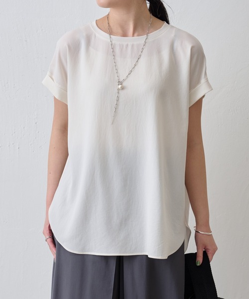 BEARDSLEY（ビアズリー）の「《セットアップ対応》ストレッチジョーゼットブラウス（シャツ/ブラウス・レディース・アイボリー/ブラック/ホワイト・FREE）」の2枚目の写真