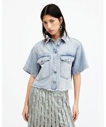 ALLSAINTS | TOVE CROPPED OVERSIZED DENIM SHIRT | TOVE クロップド オーバーサイズ デニム シャツ(シャツ/ブラウス)