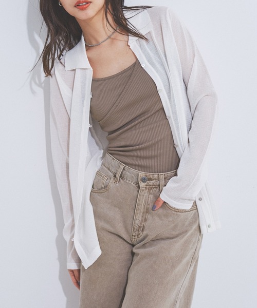 CE'E_SE'E（シーシー）の「[追加]シアーカーディガン（カーディガン/ボレロ・レディース・ブラック/ホワイト・FREE）」の4枚目の写真