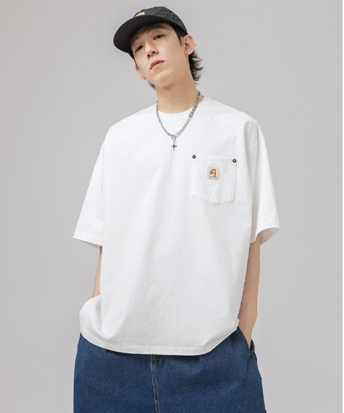 セール】胸ポケット カジュアルスタイル ワンポイント Tシャツ