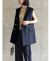 Mila Owen ダークブラウン ベスト ソリッドノーカラーロングベスト(ベスト)｜アウター｜Mila Owen