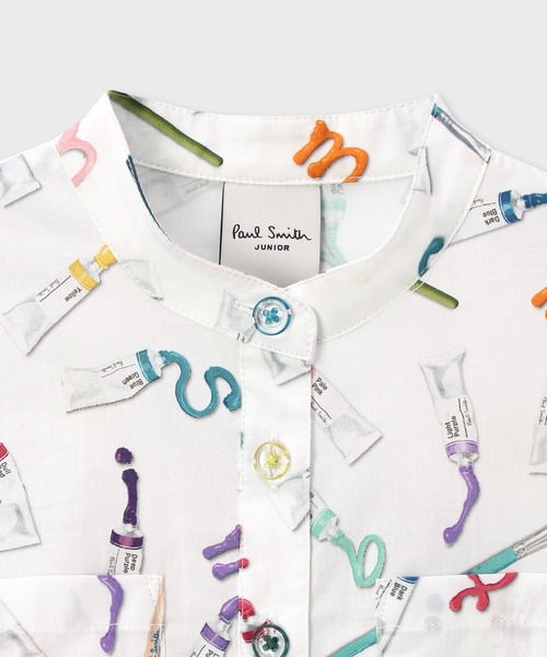 Paul Smith JUNIOR（ポールスミスジュニア）の「ガールズ ペイントロゴ ワンピース / 893122 4141304（ワンピース・キッズ・ホワイト/ライトブルー・110/100/90/130/120）」の5枚目の写真