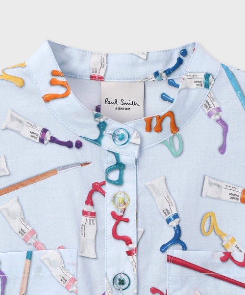 Paul Smith JUNIOR（ポールスミスジュニア）の「ガールズ ペイントロゴ ワンピース / 893122 4141304（ワンピース・キッズ・ホワイト/ライトブルー・110/100/90/130/120）」の8枚目の写真