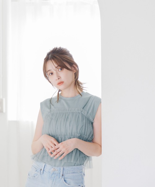 Dita Muaj.(ディータムアージュ)の「【SET】フレンチラメタンク&チュールキャミ(Tシャツ/カットソー・レディース・ホワイト/ブラック/サックスブルー/ナチュラル・FREE)」の11枚目の写真