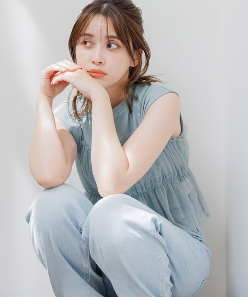 Dita Muaj.(ディータムアージュ)の「【SET】フレンチラメタンク&チュールキャミ(Tシャツ/カットソー・レディース・ホワイト/ブラック/サックスブルー/ナチュラル・FREE)」の12枚目の写真